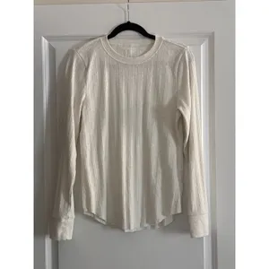 Aerie Cream Essential Crewneck Layering T-Shirt Ribbed‎ XL thumbnail 4