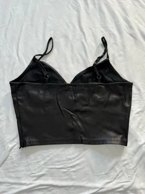Lola Grace Black Faux Leather Top thumbnail 2