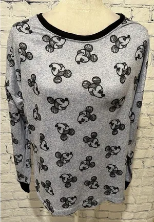 Disney Women’s Mickey Mouse Sleepwear Pajama Top Blue Loungewear Medium thumbnail 1
