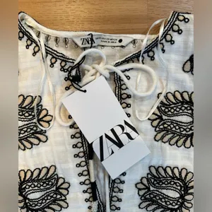 Zara Embroidered Short Dress White thumbnail 6
