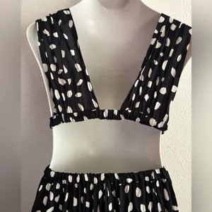 ASOS Front Slits Back Cut Out Black and White Patterned Maxi Beach Dress 2 thumbnail 7
