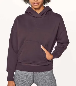 Lululemon Size 12 Warm Down Hoodie Sweatshirt Pelt Burgundy Light Terry Athletic thumbnail 1