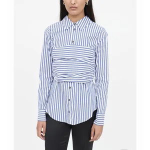 Veronica Beard Shirt Small Blue White Striped Nautical Baylor Top Blouse #GG6-6 thumbnail 2