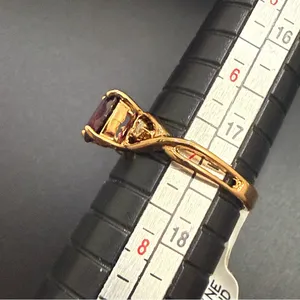 Vintage 14K HGE Heavy Gold Electroplated Genuine Garnet & Diamond Ring Size 7 thumbnail 8