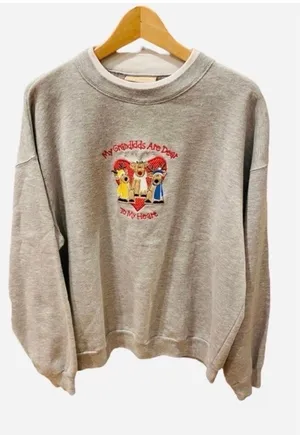 Grandkids Are Dear to My Heart Embroidered Sweatshirt Reindeer Christmas L thumbnail 1