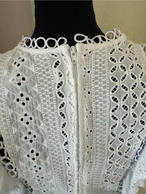 DO+BE White Eyelet Ruffle Lace Peplum Top Size Small thumbnail 7