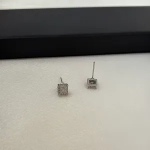 5mm Geometric Square CZ Stud Earrings for Men Women Streetwear Punk Hip Hop Unisex Style thumbnail 4