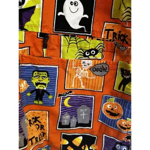 ScrubStar Halloween Scrub Top XL Ghost Pumpkin Black Cat Nurse Cotton Fun thumbnail 9