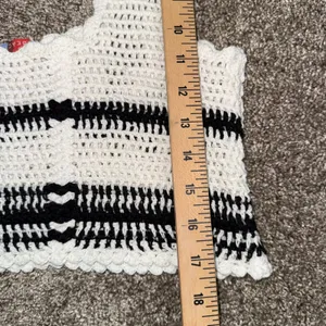Free People Beach Crochet Set Women Medium Ivory Black Good Striped 2-Piece thumbnail 7