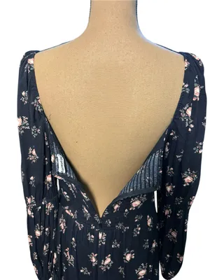 Reformation Mica Midi Dress Womens 12 Black Floral Whimsigoth Practical Magic thumbnail 6