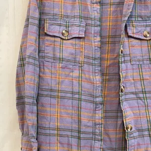 The Nines Boutique XS Purple Plaid checkered Button Down flannel thumbnail 7