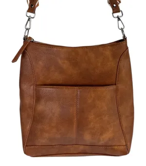 Brown Crossbody Bag Adjustable Strap Multi Pocket CLUCI Faux Leather NEW thumbnail 1