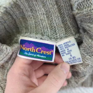 Vintage North Crest Cable Knit Mock Neck Sweater Womens Small Tan Acrylic‎ Wool thumbnail 6