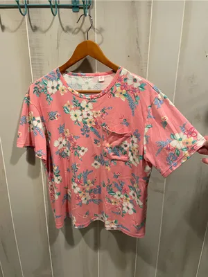 Cute vintage 90s floral USA tropical floral pocket t-shirt broken in twee thumbnail 5