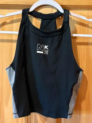 Nike Pro Dri-FIT Women's Cropped Training Tank Top black iron grey size S thumbnail 1