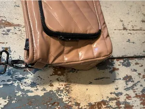 Think Royln Puffer crossbody purse Tan black snakeskin strap + cosmetic bag thumbnail 3