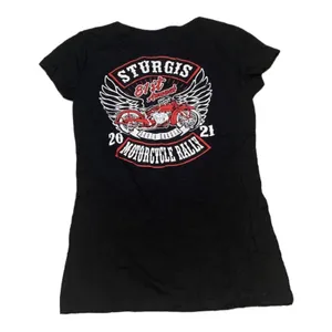 Sturgis size medium black biker tshirt Vance bike wear lace front harley thumbnail 1