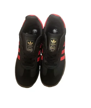 adidas Men’s Low Top Lace-Up Athletic Sneakers Black Red Solid Logo thumbnail 2