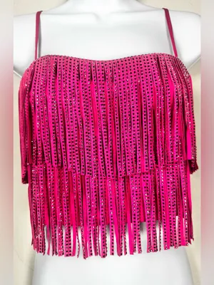 Nylon Apparel Pink Fringe Crop Top Size Medium thumbnail 4