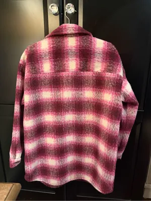 Express Pink Plaid Brushed Shacket thumbnail 4