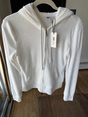 Aritzia TNA Cali Zip Terry Hoodie White Size M thumbnail 1