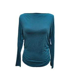 Old Navy NWT Womens Side Ruched Boat Neck Long Sleeve‎ Top Teal Green Medium thumbnail 3