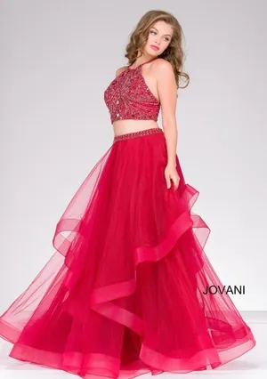 Jovani Two-Piece Embellished Tulle Prom Gown 46404 thumbnail 1