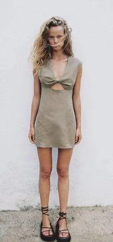 ZARA Linen Blend Cutout Mini Dress thumbnail 1