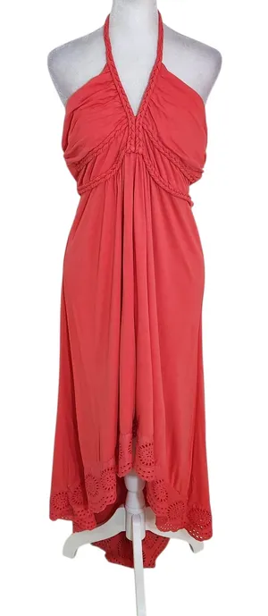 VENUS Coral Red Halter High Low Dress Size Large thumbnail 1