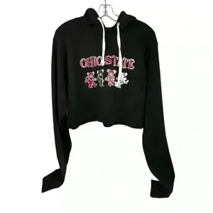 J America Ohio State‎ Women's XL Black Cropped Hoodie Graphic Casual thumbnail 6