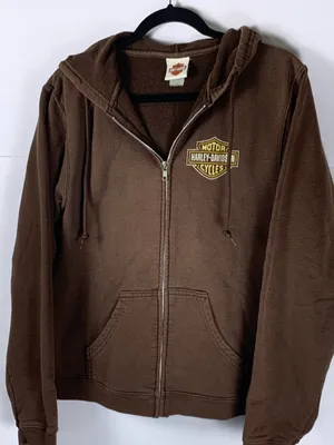 Harley Davidson Womens Hoodie Brown Full Zip Ocean State Warwick RI Cotton Blend thumbnail 16