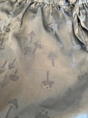 EARTHBOUND Olive Green Satin Joggers with Mushroom print Size Small thumbnail 3