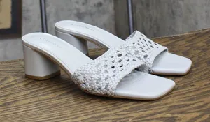 Calvin Klein Womens Block Heel Brianny Woven Slip-on Sandals Light Blue 6.5M thumbnail 1