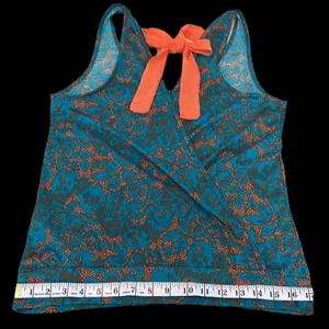 Lily Star beautiful vibrant teal & orange wrap back tank top w/ orange ties thumbnail 8