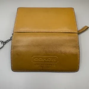 VTG Coach Leatherware Wallet Cardholder‎ Tan Zip Trifold Carabiner Y2K thumbnail 9
