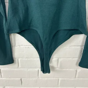 Lulus Green Ribbed Long Sleeve Cut Out Bodysuit Size L thumbnail 7