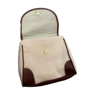 Linea Nuova canvas/leather top handle bag Satchel Woven Neutral thumbnail 5
