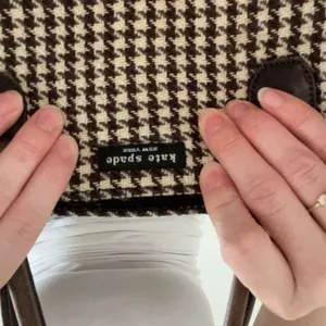 Rare Vintage Kate Spade Houndstooth Leather Strap Tote Bag thumbnail 5