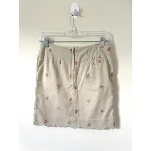 Lilly Pulitzer Vintage Scallop Bumble Bee Embroidered Skirt Tan Green Pink Sz 2 thumbnail 2