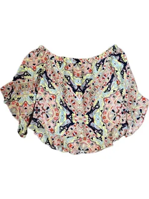 Alice & Trixie By Angela George L Silk Off Shoulder Ruffle Top Shirt Blouse Geo thumbnail 2