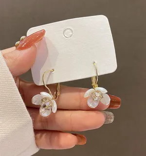 Flower Dangle Drop Earrings for Women Gold thumbnail 4