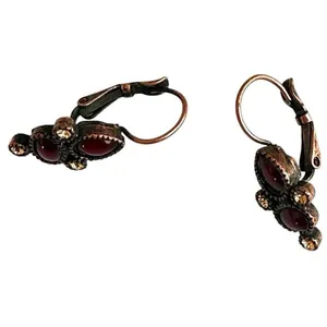Copper tone and red earrings thumbnail 6