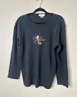 Vintage MC Sportswear Womens 1X Sweatshirt Top Halloween Ghoul Ghost‎ Black thumbnail 1