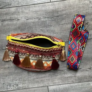 Bohemian Multicolored Tassel Pattern Hobo Sling Bag Brown thumbnail 7