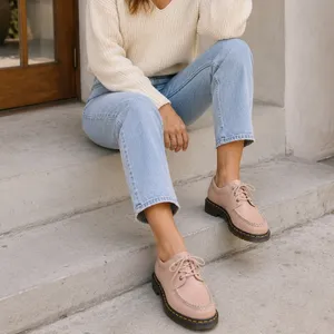 Dr Martens Lowell Buttersoft Leather Moc Toe Shoes Powder Pink Coquette Sz 8 thumbnail 2
