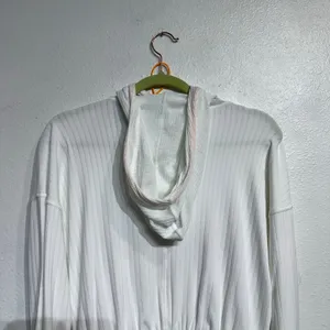 Free People Movement White Ribbed Hoodie Pullover Cropped Top Sz S NWT thumbnail 9
