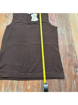 Charter Club NWT Cocoa Bean Brown Knit Shell Tank Top - Size Medium Minimalist thumbnail 8
