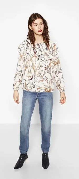 ✨DOUBLE FRILL CHAIN PRINT TOP✨ thumbnail 1