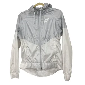 Nike Windbreaker Jacket Blue White Full Zip Hooded Jacket Size Women's XS thumbnail 2