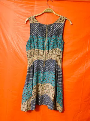 Free People Sleeveless Patchwork Floral Sundress in Navy, Teal & Tan thumbnail 14